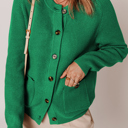 Dark Green Small Samara Chunky Front Cardigan Sweater