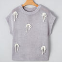  Sara Bowknot Applique Cap Sleeve Sweater
