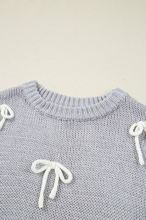 Sara Bowknot Applique Cap Sleeve Sweater