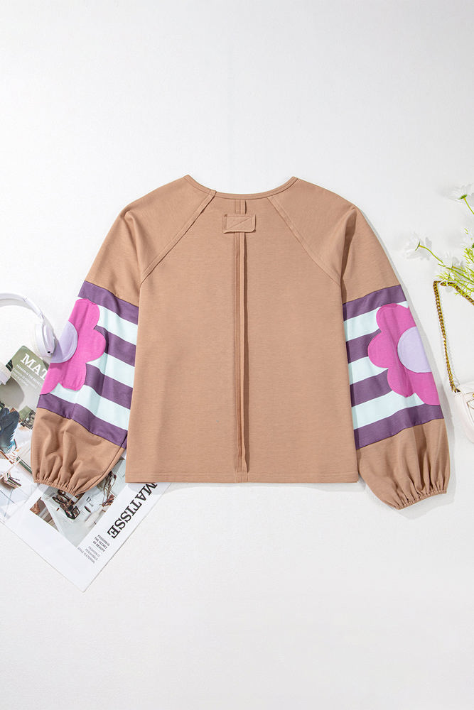 Sara Flower Raglan Sleeve Top