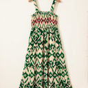  Sarahi Western Aztec Shirred A-line Sleeveless Maxi Dress