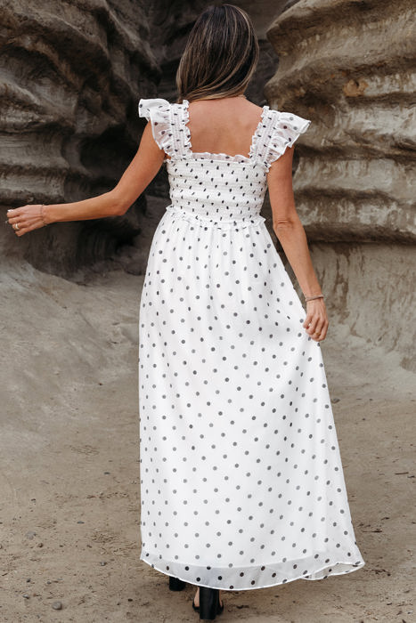 Sarai Polka Dot Smocked Maxi Dress