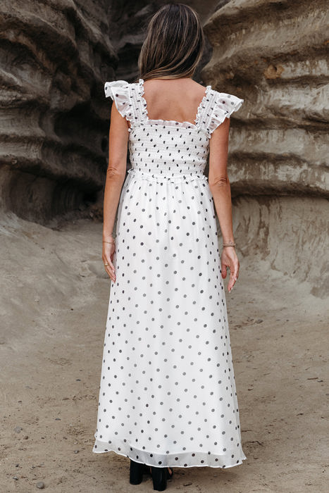 Sarai Polka Dot Smocked Maxi Dress