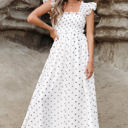 White Large Sarai Polka Dot Smocked Maxi Dress