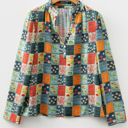 Blue Medium Sarajana Half Placket Collared Blouse