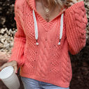  Sariah Cable Knit Drawstring Hooded Sweater