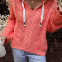  Sariah Cable Knit Drawstring Hooded Sweater