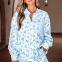 Sky Blue Small Savannah Floral Striped Pocket Shirt and Shorts Set