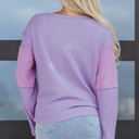  Sawyer Contrast Textured Patchwork Long Sleeve Top