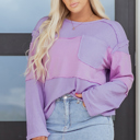 Phalaenopsis Small Sawyer Contrast Textured Patchwork Long Sleeve Top