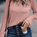 Pink XXL Sawyer Ribbed Round Neck Knit Long Sleeve Top