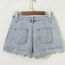  Scalloped Acid Wash High Waist Denim Shorts