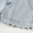  Scalloped Acid Wash High Waist Denim Shorts