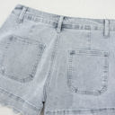  Scalloped Acid Wash High Waist Denim Shorts