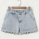 Dusk Blue Size 4 Scalloped Acid Wash High Waist Denim Shorts