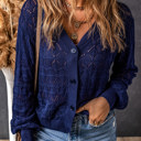 Blue Small Scarlet Lightweight Front Crochet Cardigan