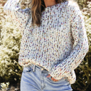 White XL Scarlett Confetti Reversible Twist Sweater