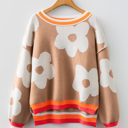 Brown Large Scarlett Contrast Striped Baggy Sweater