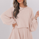 Dark Grey Small Scarlett Corded Lantern Sleeve Top