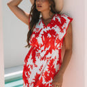  Scarlett Floral Trimmed V Neck Ruffle Sleeve Long Dress