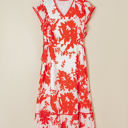  Scarlett Floral Trimmed V Neck Ruffle Sleeve Long Dress