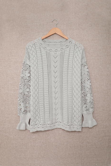 Scarlett Lace Pointelle Knit Sweater