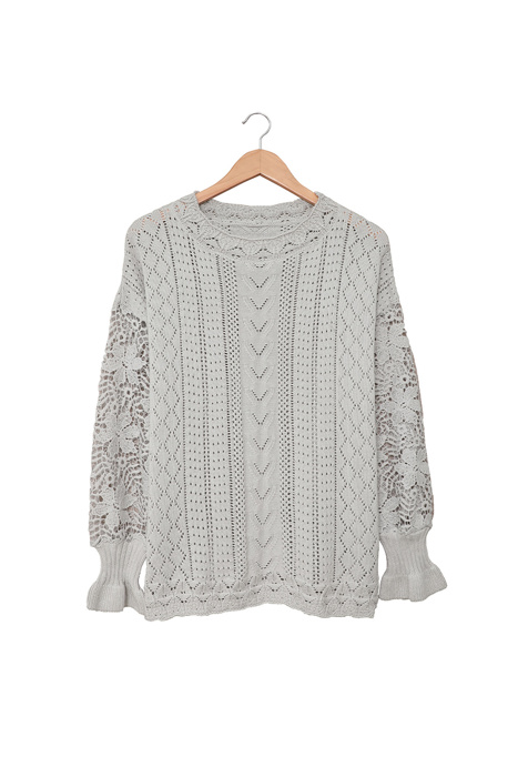 Scarlett Lace Pointelle Knit Sweater
