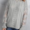 Gray Medium Scarlett Lace Pointelle Knit Sweater