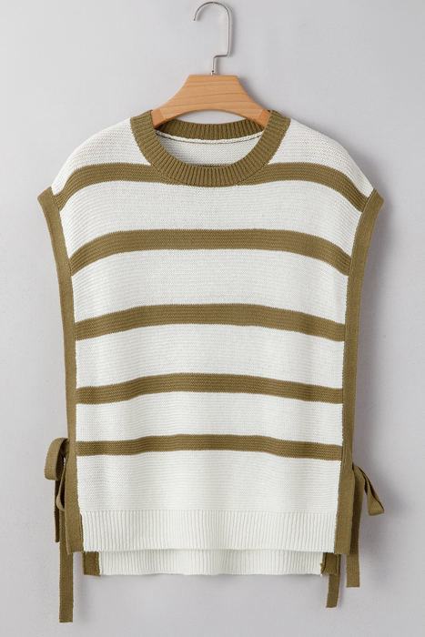 Scarlett Stripe Tie Open Side Sweater Knitted Top