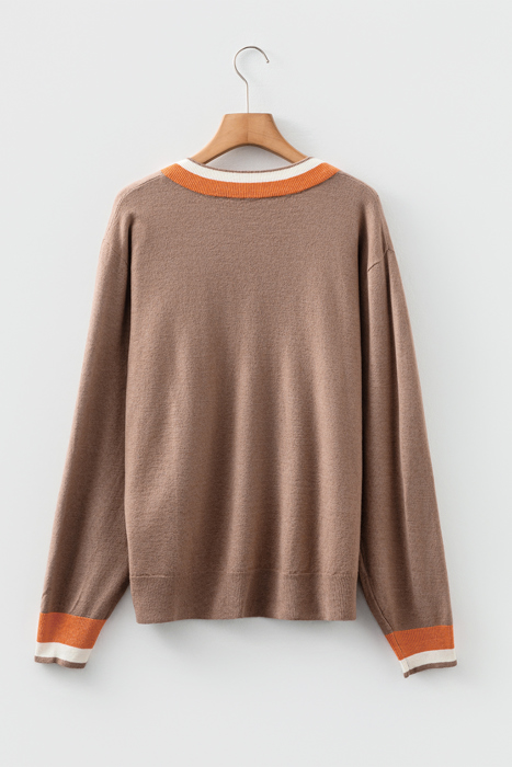 Scarlett Striped Trim Varsity Sweater