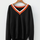  Scarlett Striped Trim Varsity Sweater