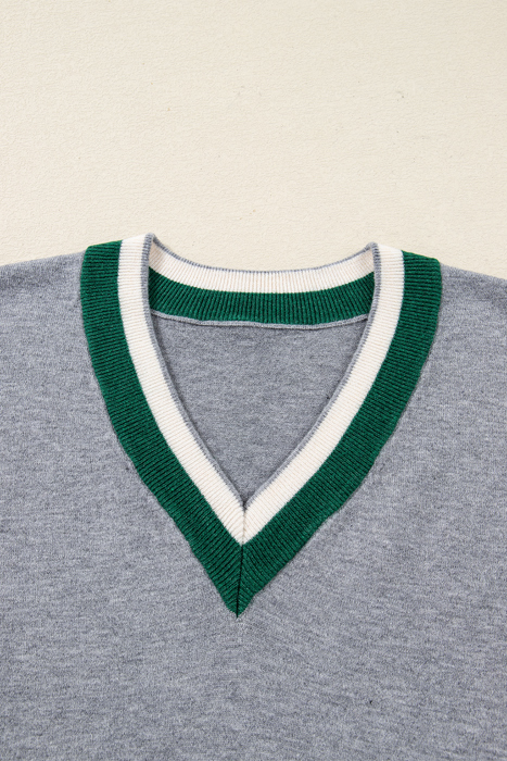 Scarlett Striped Trim Varsity Sweater