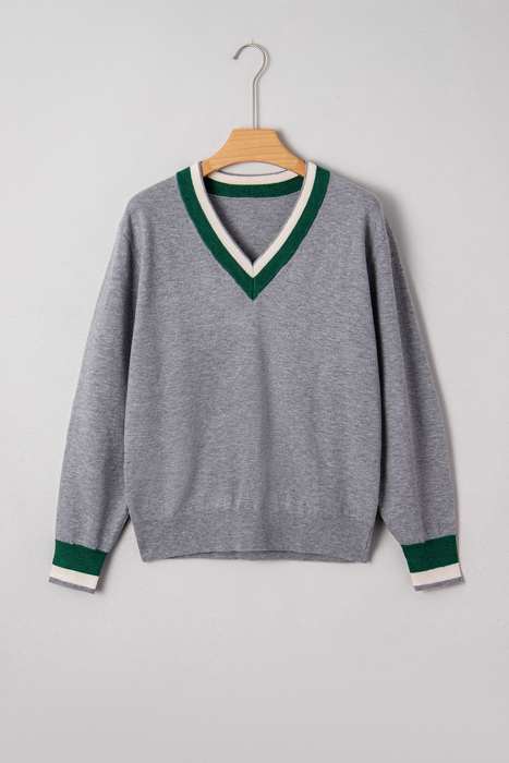 Scarlett Striped Trim Varsity Sweater