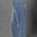  Scottie Blue Washed Pleated Detail Wide Leg Jeans