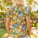  Scout Floral Tiered Flutter Sleeve V Neck Top