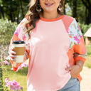  Selah Plus Size Floral Raglan Half Sleeve Top
