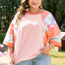  Selah Plus Size Floral Raglan Half Sleeve Top