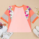  Selah Plus Size Floral Raglan Half Sleeve Top