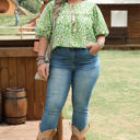  Selena Plus Size Floral Tassel Tie Blouse