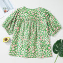  Selena Plus Size Floral Tassel Tie Blouse