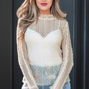  Selena Sheer Lace top Long Sleeve Top