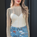  Selena Sheer Lace top Long Sleeve Top