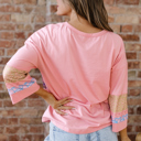  Selene Color Block Patchwork Long Sleeve Top