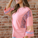  Selene Color Block Patchwork Long Sleeve Top