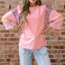  Selene Color Block Patchwork Long Sleeve Top