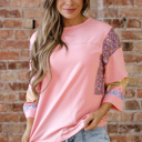  Selene Color Block Patchwork Long Sleeve Top