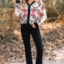  Selene Print Front Knit Cardigan