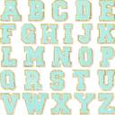 Aqua A Self Adhesive Chenille Letters Patches