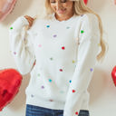  Sequin Heart Waffle Knit Sweater