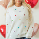  Sequin Heart Waffle Knit Sweater